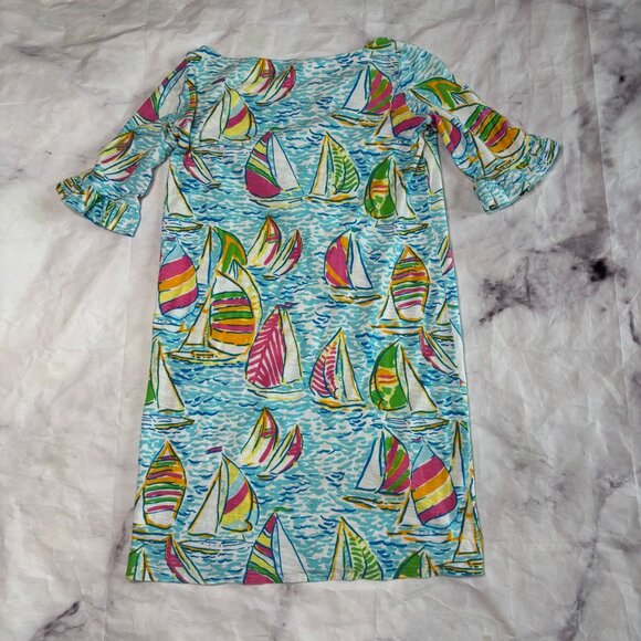Lilly Pulitzer Sailboat Shift Dress Women’s XS Blue Summer Mini - Picture 4 of 4